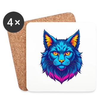 Maine Coon Cat Breed Cartoon Kawaii Animal Pet - Coasters (set of 4) - white - Front