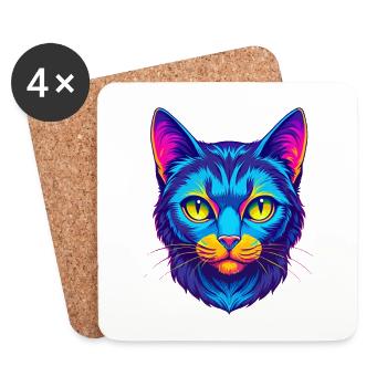 Domestic Cat Breed Cartoon Kawaii Animal Pet - Coasters (set of 4) - white - Front