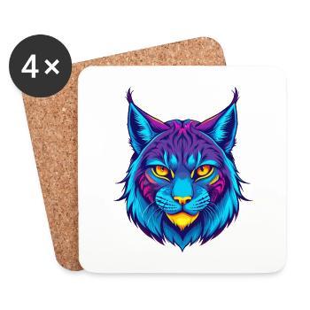lynx eurasien chat race dessin animé Kawaii animal de compagnie - Dessous de verre (lot de 4) - blanc - Devant