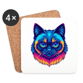 Birma Heilige Katze Rasse Karikatur Kawaii Tier Haustier - Untersetzer (4er-Set) - Weiß - Vorne