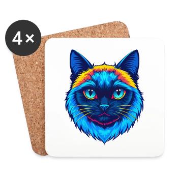 Birma Katze Rasse Karikatur Kawaii Tier Haustier - Untersetzer (4er-Set) - Weiß - Vorne