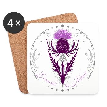 Distel mit Triquetra Guarded by Nature - Untersetzer (4er-Set) - Weiß - Vorne