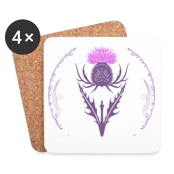 Distel mit Triquetra Guarded by Nature - Untersetzer (4er-Set) - Weiß - Vorne