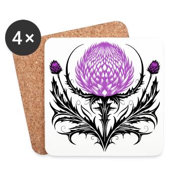 Distel Tattoo Scottish Thistle Botanical Art - Untersetzer (4er-Set) - Weiß - Vorne