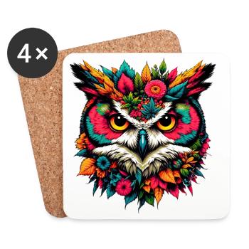 Owl - Coasters (set of 4) - white - Front