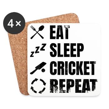 Essen Schlafen Cricket Wiederholen - Untersetzer (4er-Set) - Weiß - Vorne