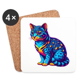 Australische gefleckte Nebelkatze Rasse Cartoon Kawaii A - Untersetzer (4er-Set) - Weiß - Vorne