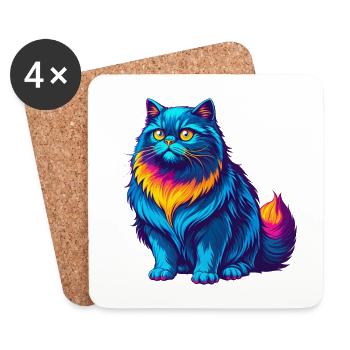 Britische Langhaarkatze Rasse Karikatur Kawaii Tier P - Untersetzer (4er-Set) - Weiß - Vorne