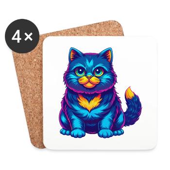 Hantilly Tiffany Cat Breed Cartoon Kawaii Animal P - Coasters (set of 4) - white - Front