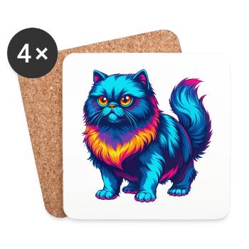 Colorpoint Chat Persan Race Dessin animé Kawaii Animal - Dessous de verre (lot de 4) - blanc - Devant