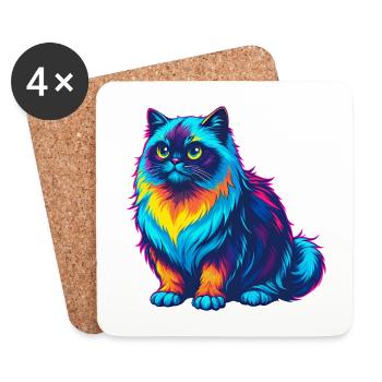 Himalayan Cat Breed Cartoon Kawaii Animal Pet - Coasters (set of 4) - white - Front