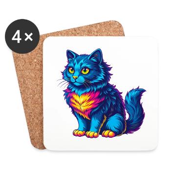Laperm Chat Race Dessin Animé Kawaii Animal Pet - Dessous de verre (lot de 4) - blanc - Devant