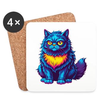 Selkirk Rex Katzenrasse Cartoon Kawaii Tier Haustier - Untersetzer (4er-Set) - Weiß - Vorne