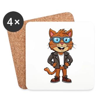 York Schokolade Lustige Cartoon Kawaii Jacke Sonnenbrille - Untersetzer (4er-Set) - Weiß - Vorne