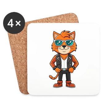 Highlander Funny Cartoon Kawaii Veste Lunettes de soleil - Dessous de verre (lot de 4) - blanc - Devant