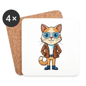 Birman Funny Cartoon Kawaii Jacket Sunglasses - Coasters (set of 4) - white - Front