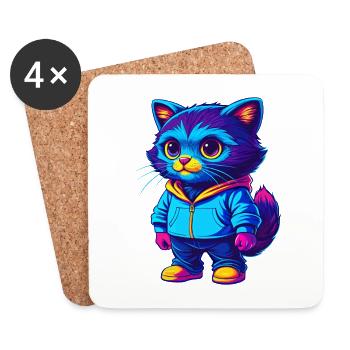 Chat Bambino Race Dessin Animé Kawaii Animal De Compagnie - Dessous de verre (lot de 4) - blanc - Devant