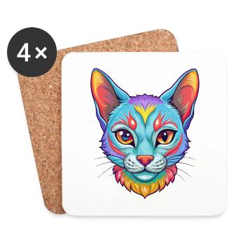 Havanna Braune Katzenrasse Karikatur Kawaii Tier Haustier - Untersetzer (4er-Set) - Weiß - Vorne