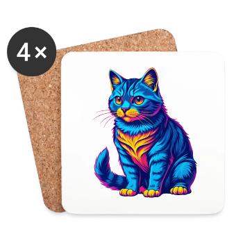 Domestic Cat Breed Cartoon Kawaii Animal Pet - Coasters (set of 4) - white - Front