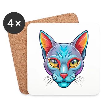 Korat Cat Breed Cartoon Kawaii Animal Pet - Coasters (set of 4) - white - Front