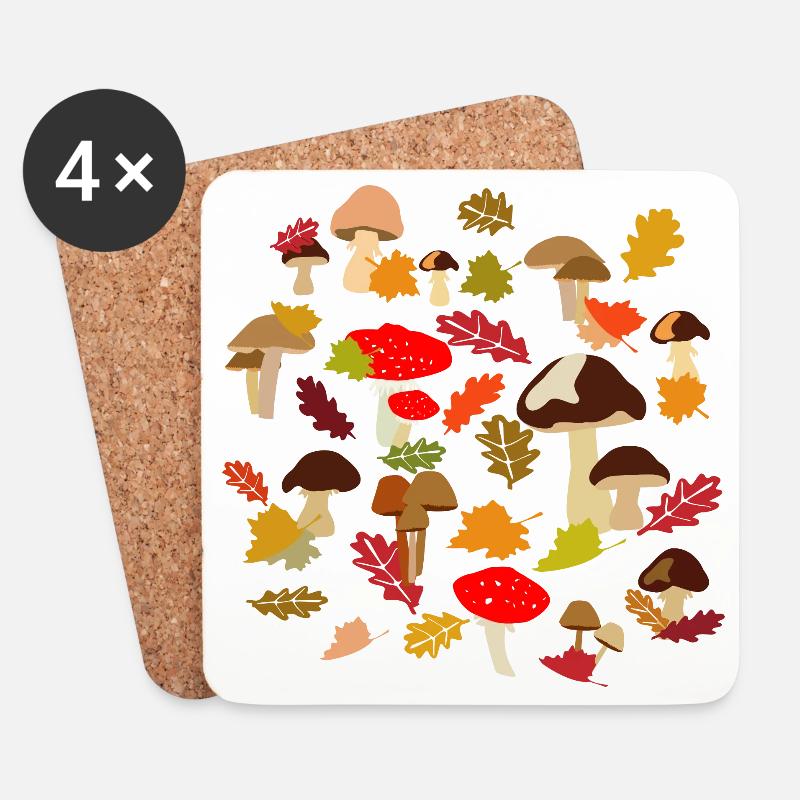 Herbstwald Pilz Muster - Untersetzer (4er-Set) - Weiß