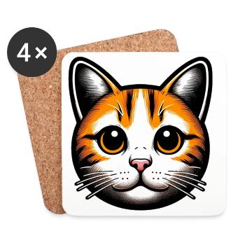 Chat - Dessous de verre (lot de 4) - blanc - Devant
