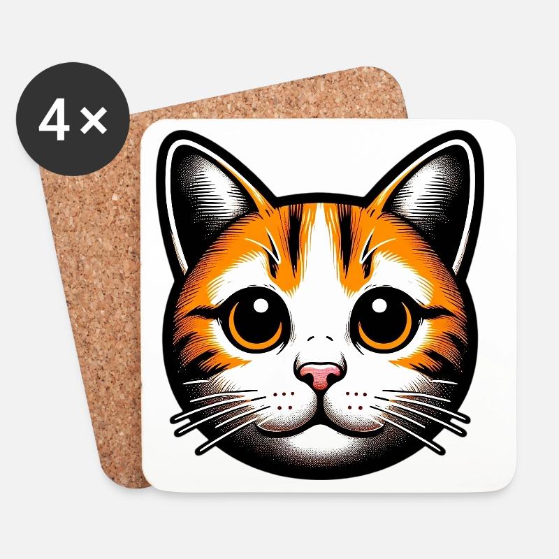 Katze - Untersetzer (4er-Set) - Weiß