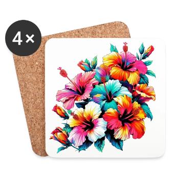Hibiscus Flowers - Coasters (set of 4) - white - Front