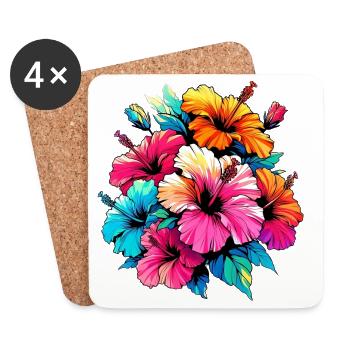 Fleurs d’hibiscus - Dessous de verre (lot de 4) - blanc - Devant