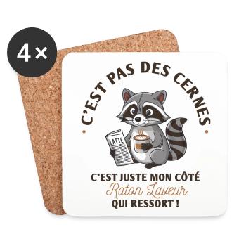 C'est pas des cernes, c'est mon côté raton laveur - Dessous de verre (lot de 4) - blanc - Devant
