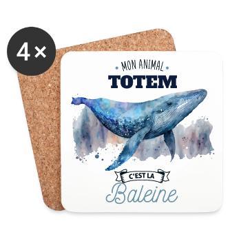 Mon animal totem c'est la baleine - Dessous de verre (lot de 4) - blanc - Devant