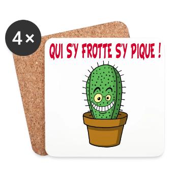 Cactus manga - Dessous de verre (lot de 4) - blanc - Devant
