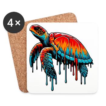 Tortue - Dessous de verre (lot de 4) - blanc - Devant