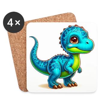 Dinosaurier - Untersetzer (4er-Set) - Weiß - Vorne