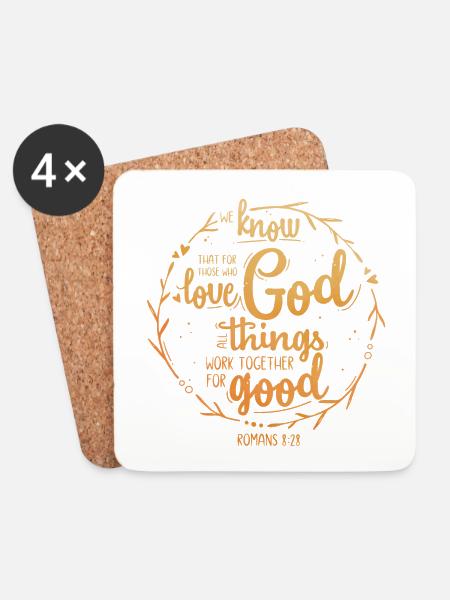 For those who love God - Romans 8:28 - Untersetzer (4er-Set) - Weiß