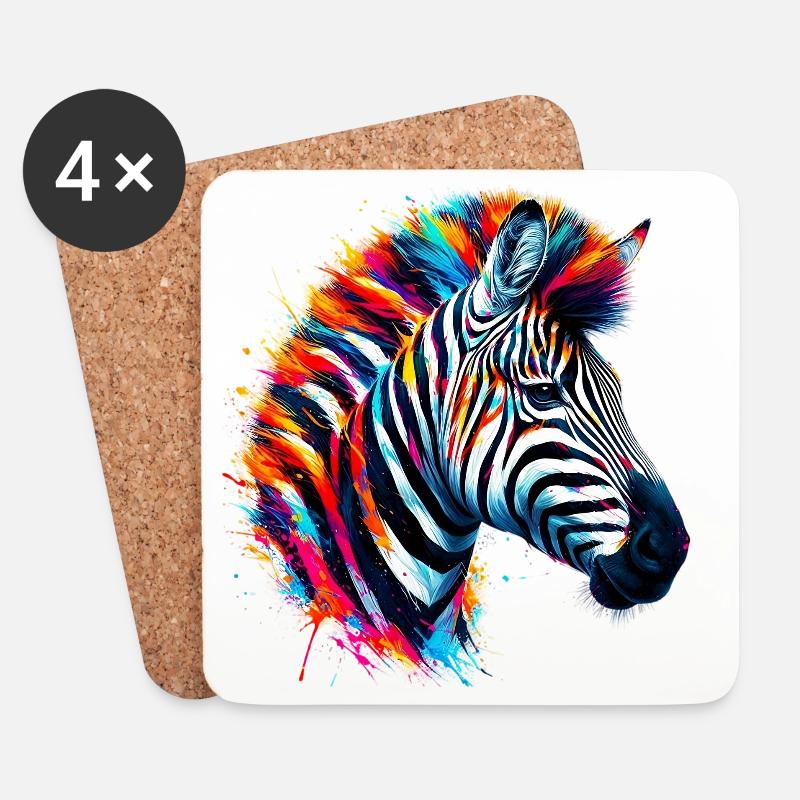 Zebra - Untersetzer (4er-Set) - Weiß