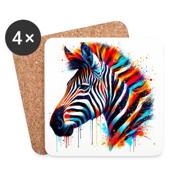 Zebra - Untersetzer (4er-Set) - Weiß - Vorne