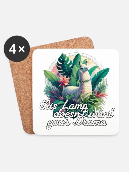 Lama Drama positiv Optimismus Geschenk - Untersetzer (4er-Set) - Weiß