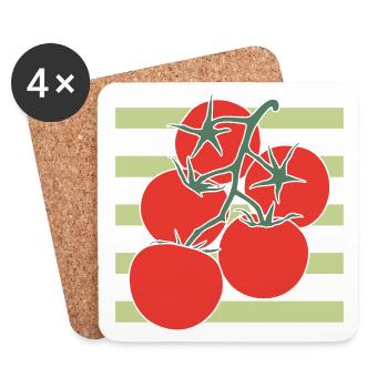 Tomato Girl Summer Tomatoes South Italy - Coasters (set of 4) - white - Front