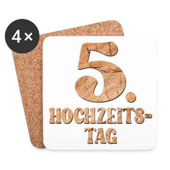 5. Hochzeitstag - Hölzerne Hochzeit - Untersetzer (4er-Set) - Weiß - Vorne