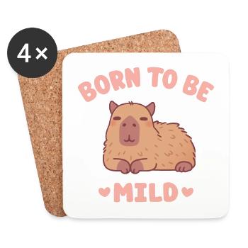Cute Chilling Capybara Born To Be Mild - Coasters (set of 4) - white - Front