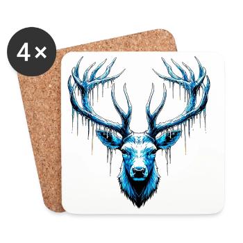 Cerf des glaces - Dessous de verre (lot de 4) - blanc - Devant