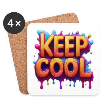 Gardez du texte cool en 3D - Dessous de verre (lot de 4) - blanc - Devant