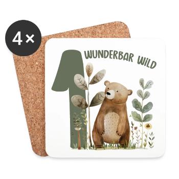 Wunderbar Wild Bärwald Illustration - Untersetzer (4er-Set) - Weiß - Vorne