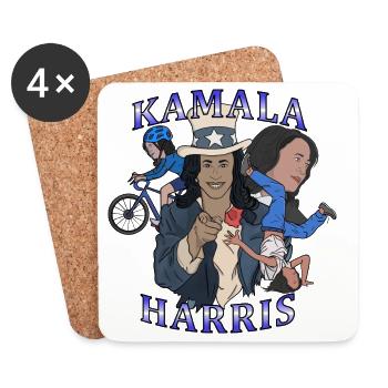 Kamala Harris Bootleg Rap Style Election - Coasters (set of 4) - white - Front