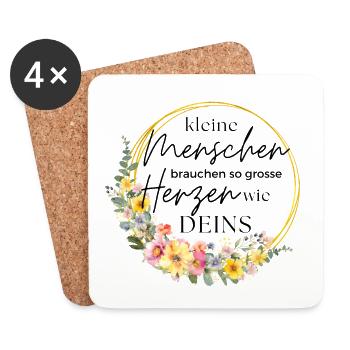 Kleine Menschen brauchen so große Herzen wie deins - Untersetzer (4er-Set) - Weiß - Vorne