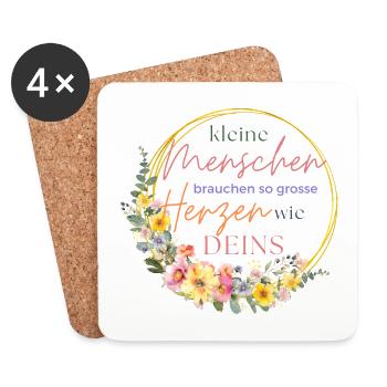 Kleine Menschen brauchen so große Herzen wie deins - Untersetzer (4er-Set) - Weiß - Vorne