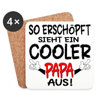 PAPA SPRÜCHE ERSCHÖPFUNG - Untersetzer (4er-Set) - Weiß - Vorne