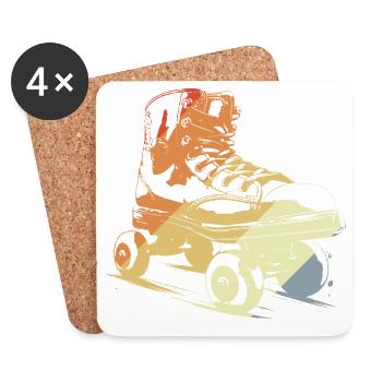Retro Roller Skates Zeichnung - Untersetzer (4er-Set) - Weiß - Vorne