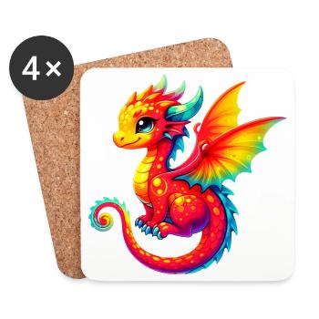 Drache - Untersetzer (4er-Set) - Weiß - Vorne